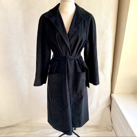 Vintage 70s Ultrasuede Wrap Belted Trench Coat - Picture 8 of 8